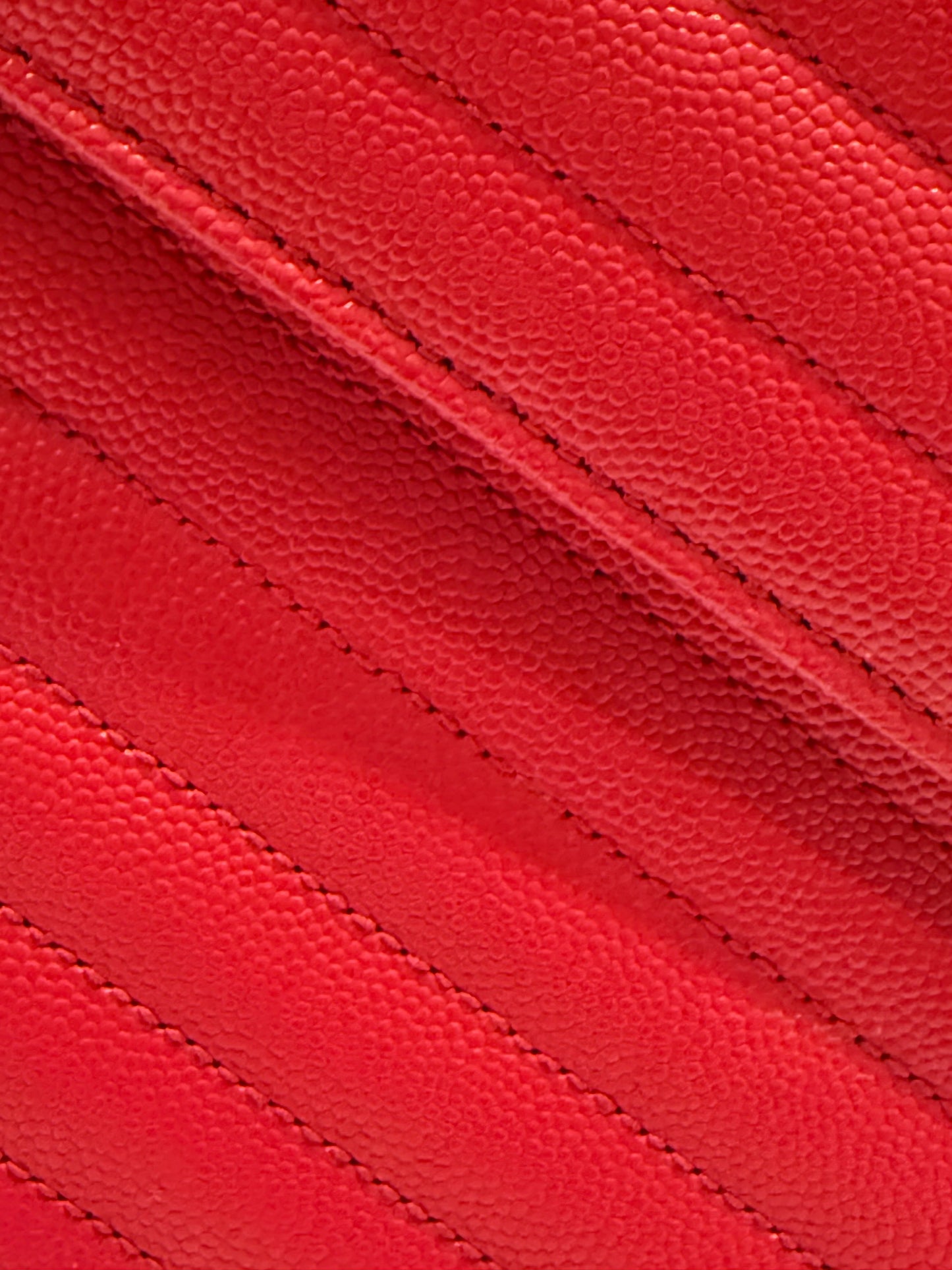 SAINT LAURENT YSL Red Grain De Poudre Matelasse Chevron Large Monogram Bag