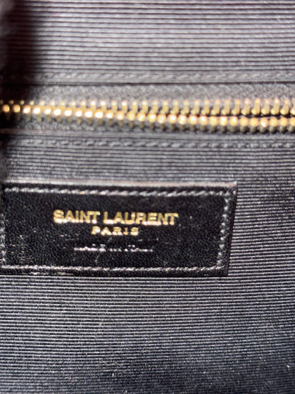 SAINT LAURENT YSL Red Grain De Poudre Matelasse Chevron Large Monogram Bag