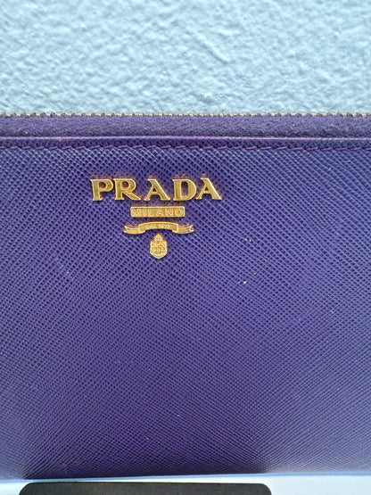 PRADA Long Zip Around Portafoglio Lampo Saffiano Leather Large Wallet