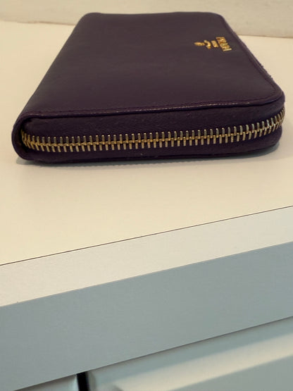 PRADA Long Zip Around Portafoglio Lampo Saffiano Leather Large Wallet