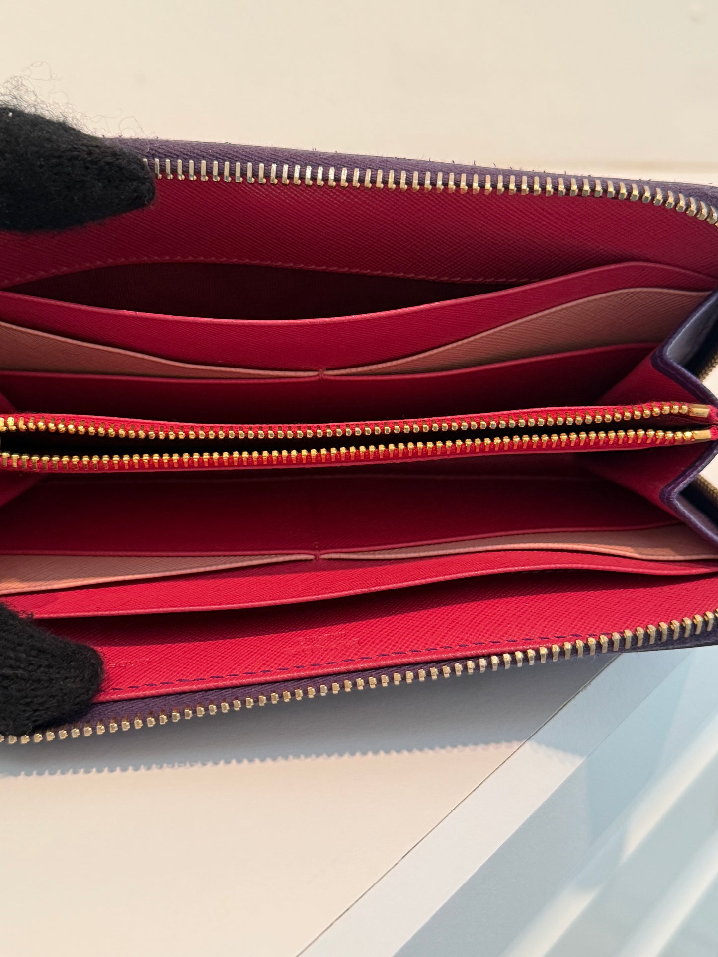 PRADA Long Zip Around Portafoglio Lampo Saffiano Leather Large Wallet