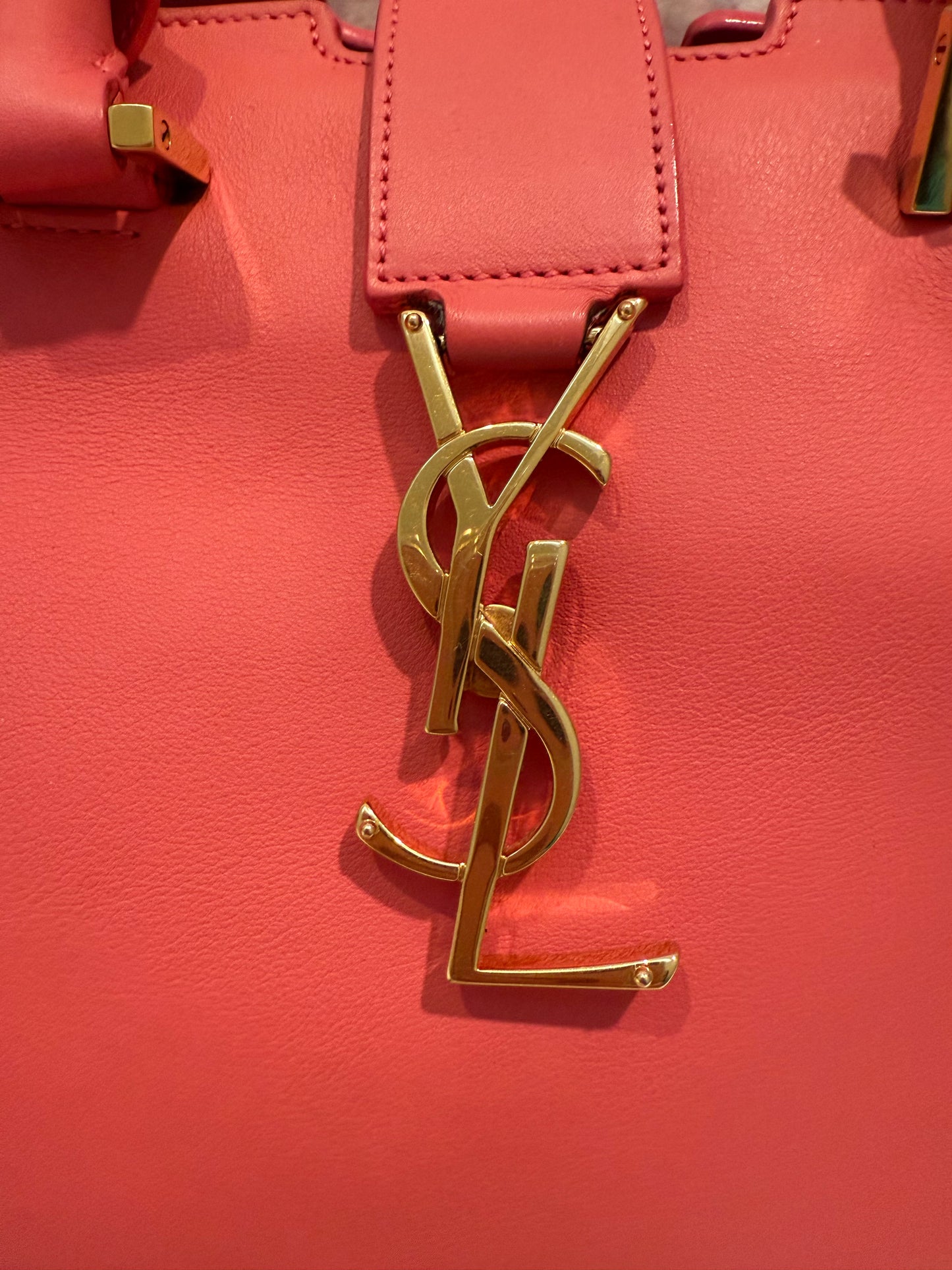 YSL Saint Laurent Pink Leather Cabas Satchel Shoulder Bag