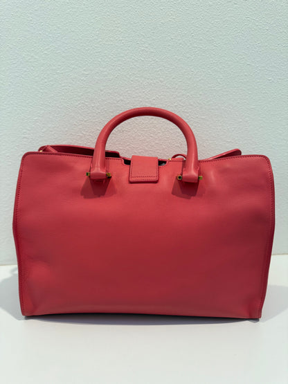 YSL Saint Laurent Pink Leather Cabas Satchel Shoulder Bag