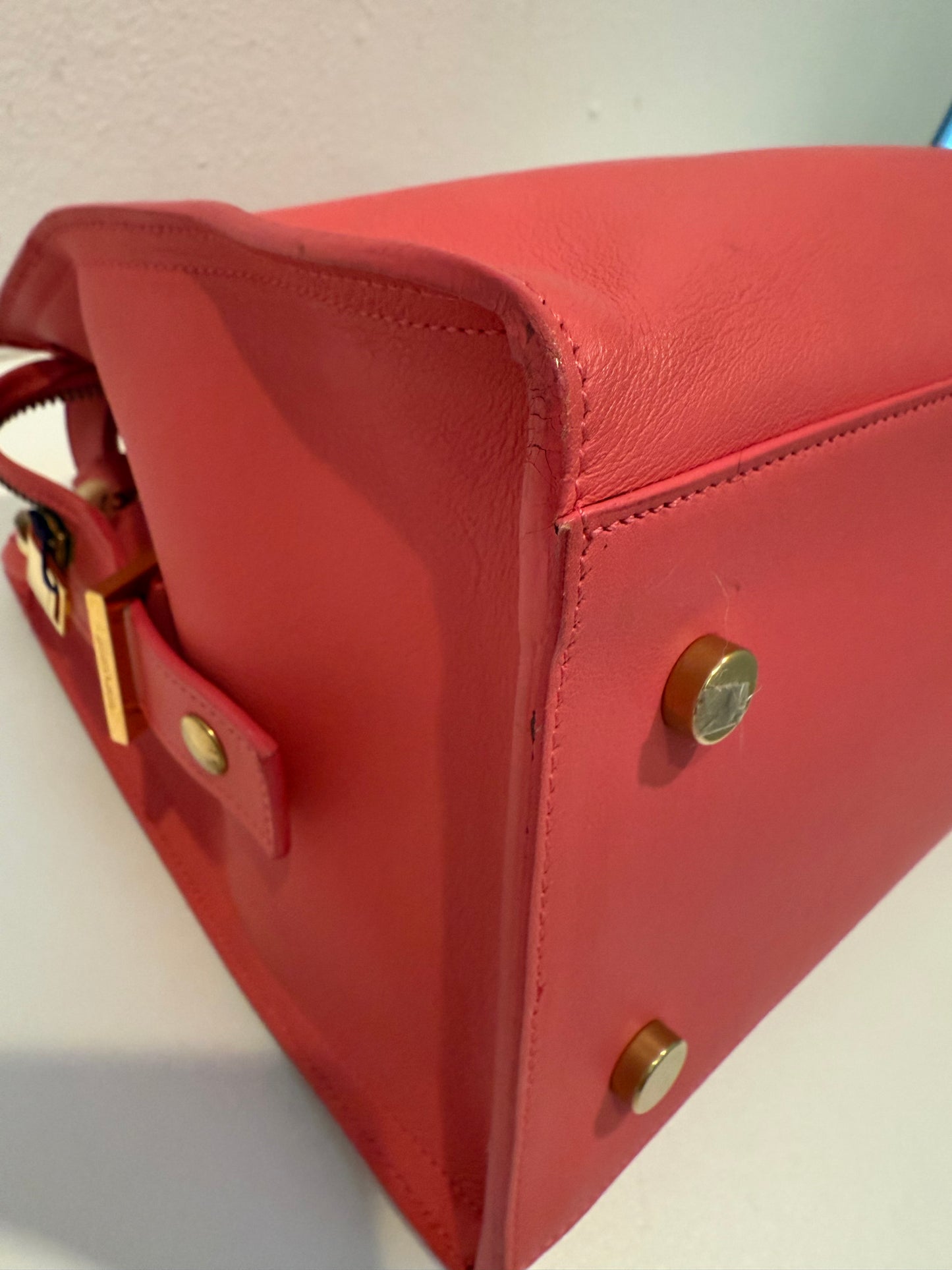 YSL Saint Laurent Pink Leather Cabas Satchel Shoulder Bag