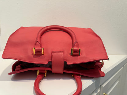 YSL Saint Laurent Pink Leather Cabas Satchel Shoulder Bag