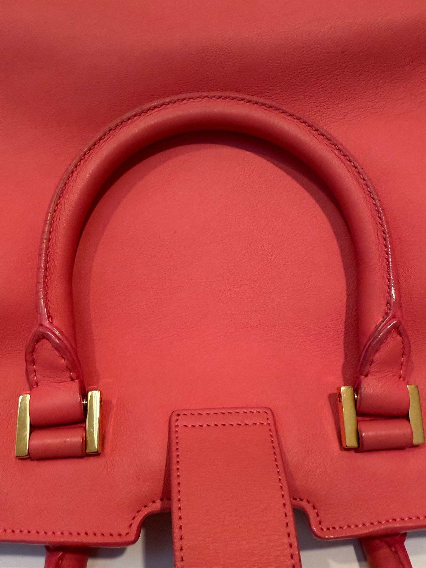 YSL Saint Laurent Pink Leather Cabas Satchel Shoulder Bag