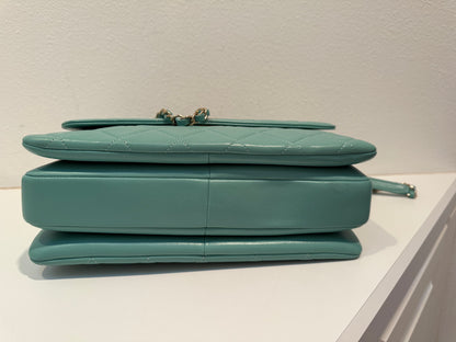 CHANEL Turquoise Lambskin Quilted Small Trendy CC Dual Handle Flap Bag