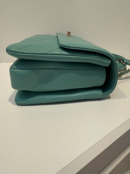 CHANEL Turquoise Lambskin Quilted Small Trendy CC Dual Handle Flap Bag