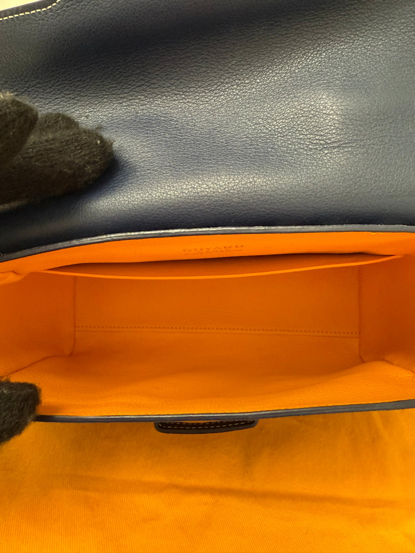 Goyard Saigon Souple Mini Bag Navy Blue Goyardine Palladium Top Handle Bag