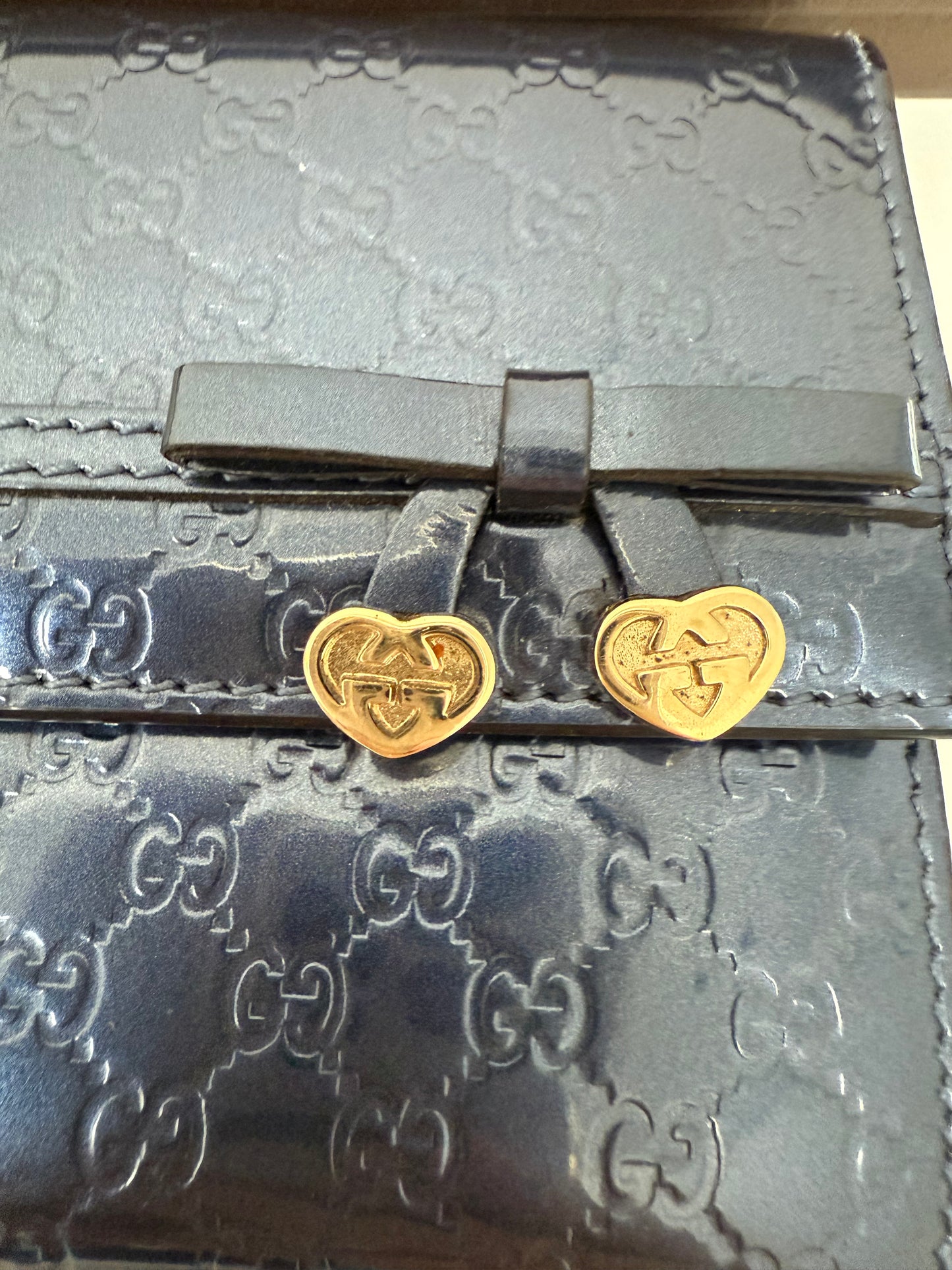 Gucci Navy Guccissima Patent Leather Long Continental Wallet