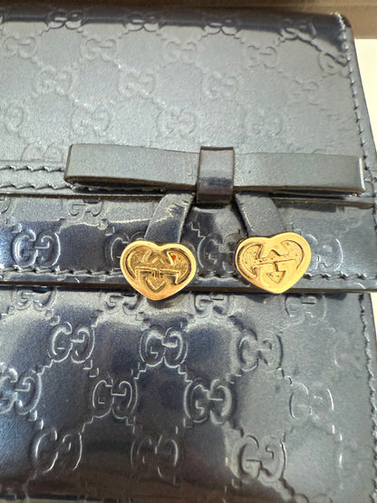 Gucci Navy Guccissima Patent Leather Long Continental Wallet