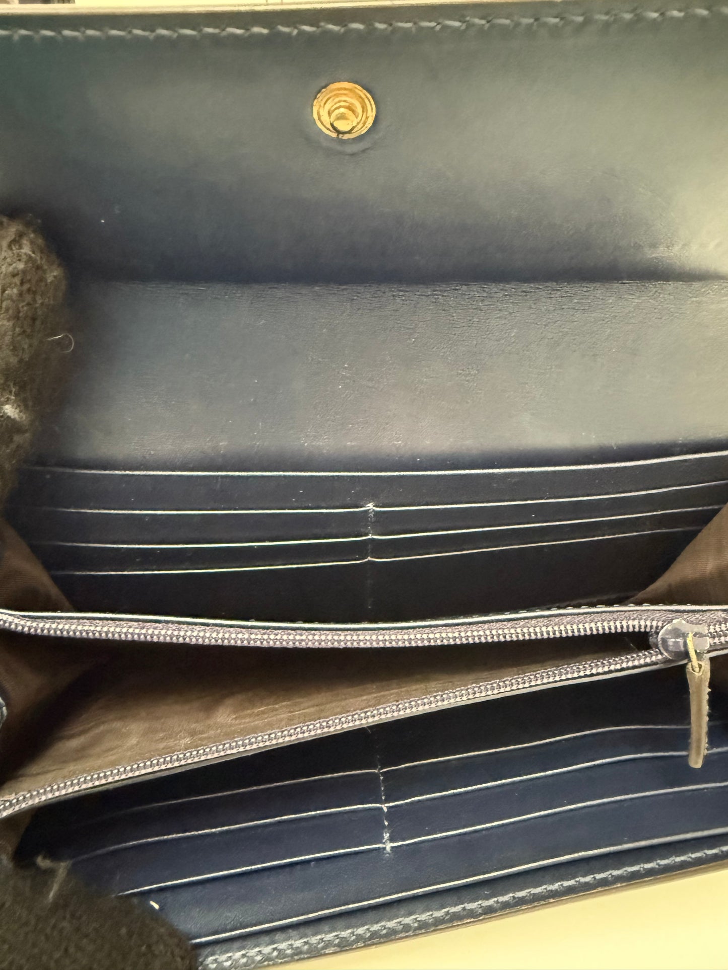 Gucci Navy Guccissima Patent Leather Long Continental Wallet