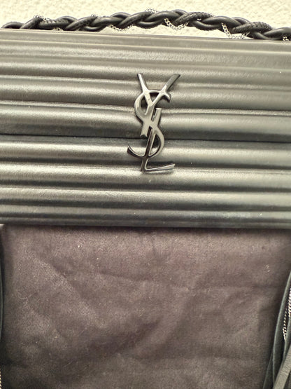 Saint Laurent Ribbed Plexiglass Lambskin Fringe Monogram Opium Box Bag