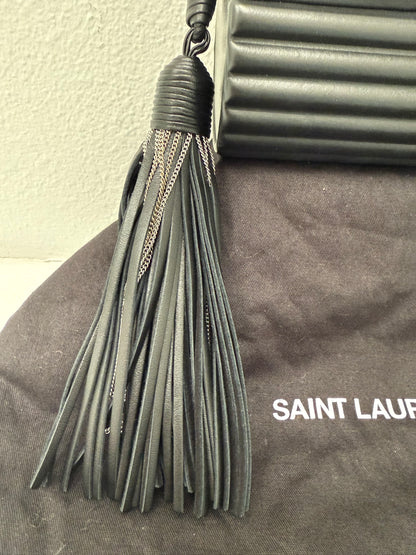 Saint Laurent Ribbed Plexiglass Lambskin Fringe Monogram Opium Box Bag
