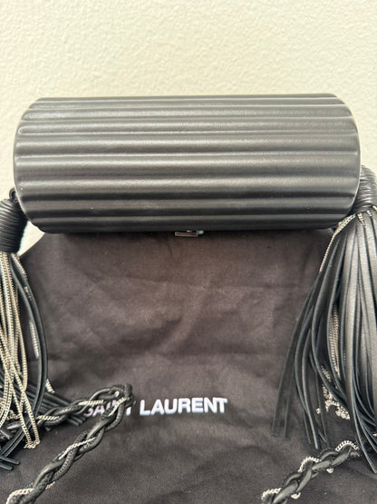 Saint Laurent Ribbed Plexiglass Lambskin Fringe Monogram Opium Box Bag