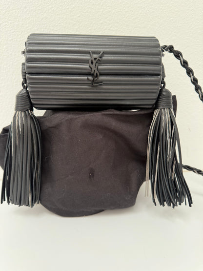 Saint Laurent Ribbed Plexiglass Lambskin Fringe Monogram Opium Box Bag