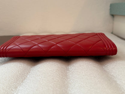 Chanel CC Quilted Pink BIFOLD Leather Long Flap Boy Wallet
