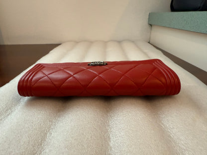 Chanel CC Quilted Pink BIFOLD Leather Long Flap Boy Wallet