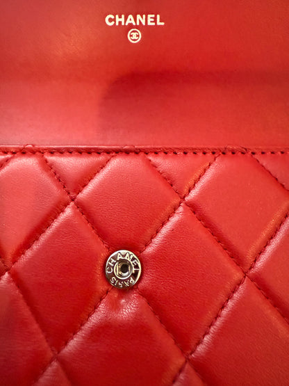 Chanel CC Quilted Pink BIFOLD Leather Long Flap Boy Wallet