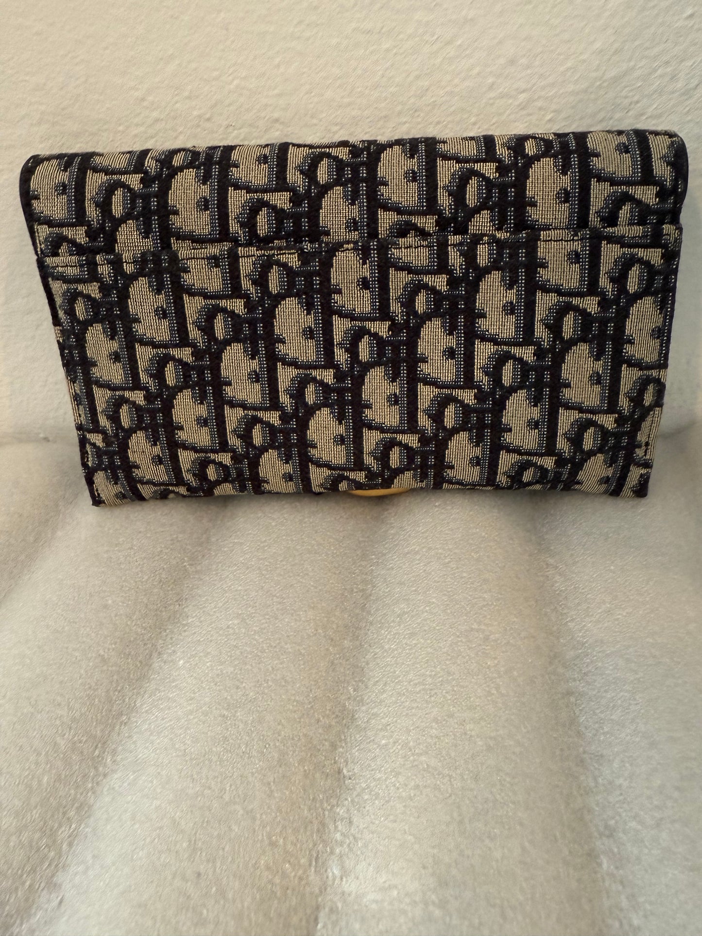 Christian Dior Blue Oblique Jacquard Saddle Pouch with Chain WOC Wallet on Chain