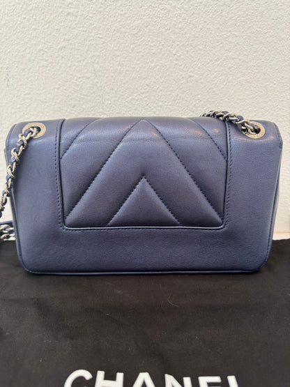 CHANEL Quilted Small Dark Navy Mademoiselle Double Flap Bag