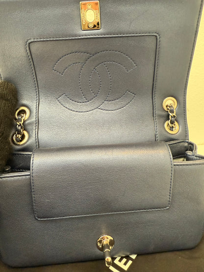 CHANEL Quilted Small Dark Navy Mademoiselle Double Flap Bag