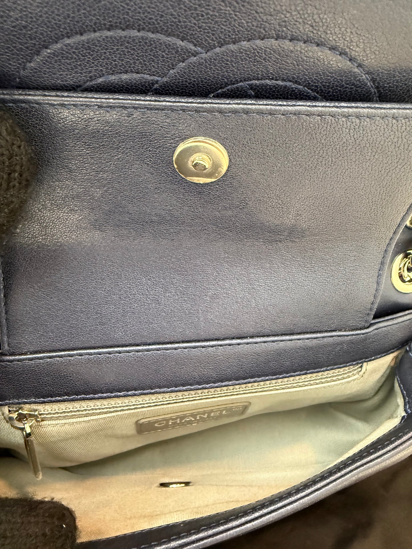 CHANEL Quilted Small Dark Navy Mademoiselle Double Flap Bag