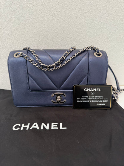 CHANEL Quilted Small Dark Navy Mademoiselle Double Flap Bag