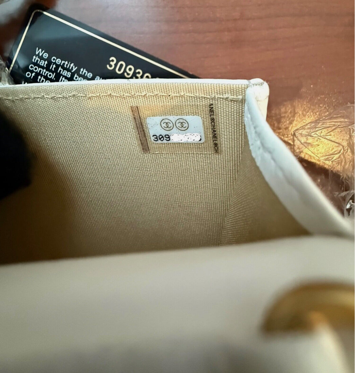 CHANEL White Lambskin Mini Square Flap Bag Pearl Crush / Gold Ball Bag