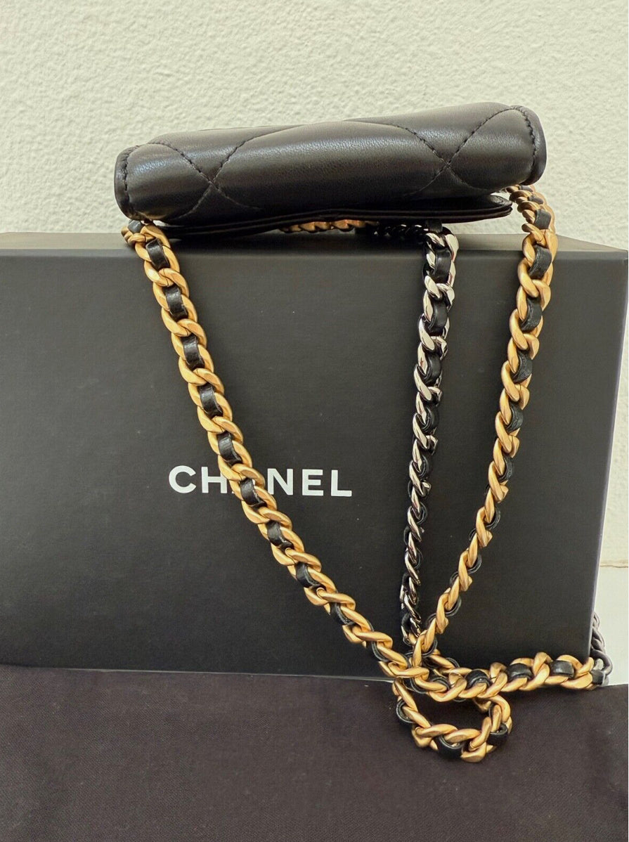 Chanel Black Quilted Mini Chanel 19 Flap Bag Gold/Silver Hardware