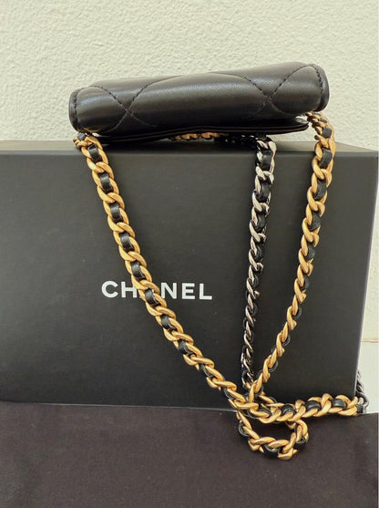 Chanel Black Quilted Mini Chanel 19 Flap Bag Gold/Silver Hardware