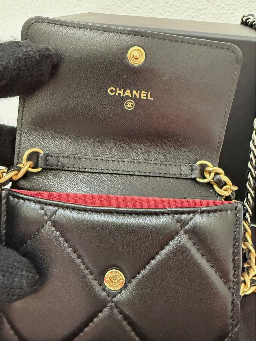 Chanel Black Quilted Mini Chanel 19 Flap Bag Gold/Silver Hardware