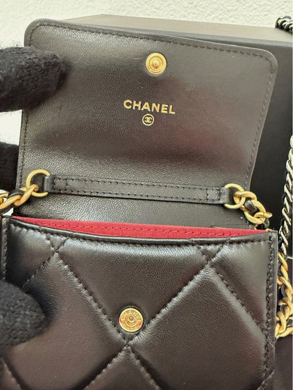 Chanel Black Quilted Mini Chanel 19 Flap Bag Gold/Silver Hardware