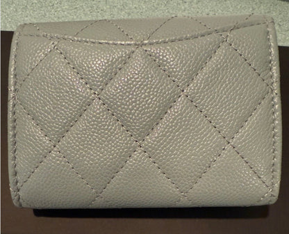 Chanel Classic Flap Quilted Caviar Mini Card Holder on Chain Green
