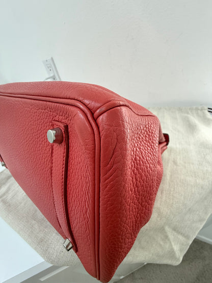 Authentic Hermes Birkin 35 Rouge Red Togo with Palladium Hardware