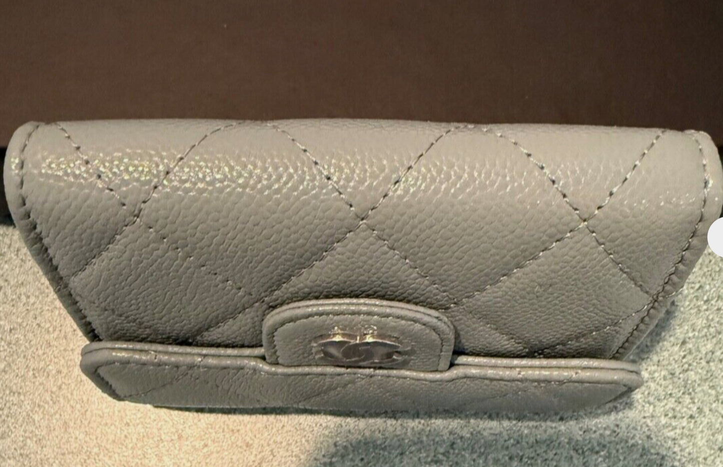 Chanel Classic Flap Quilted Caviar Mini Card Holder on Chain Green