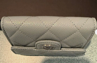 Chanel Classic Flap Quilted Caviar Mini Card Holder on Chain Green