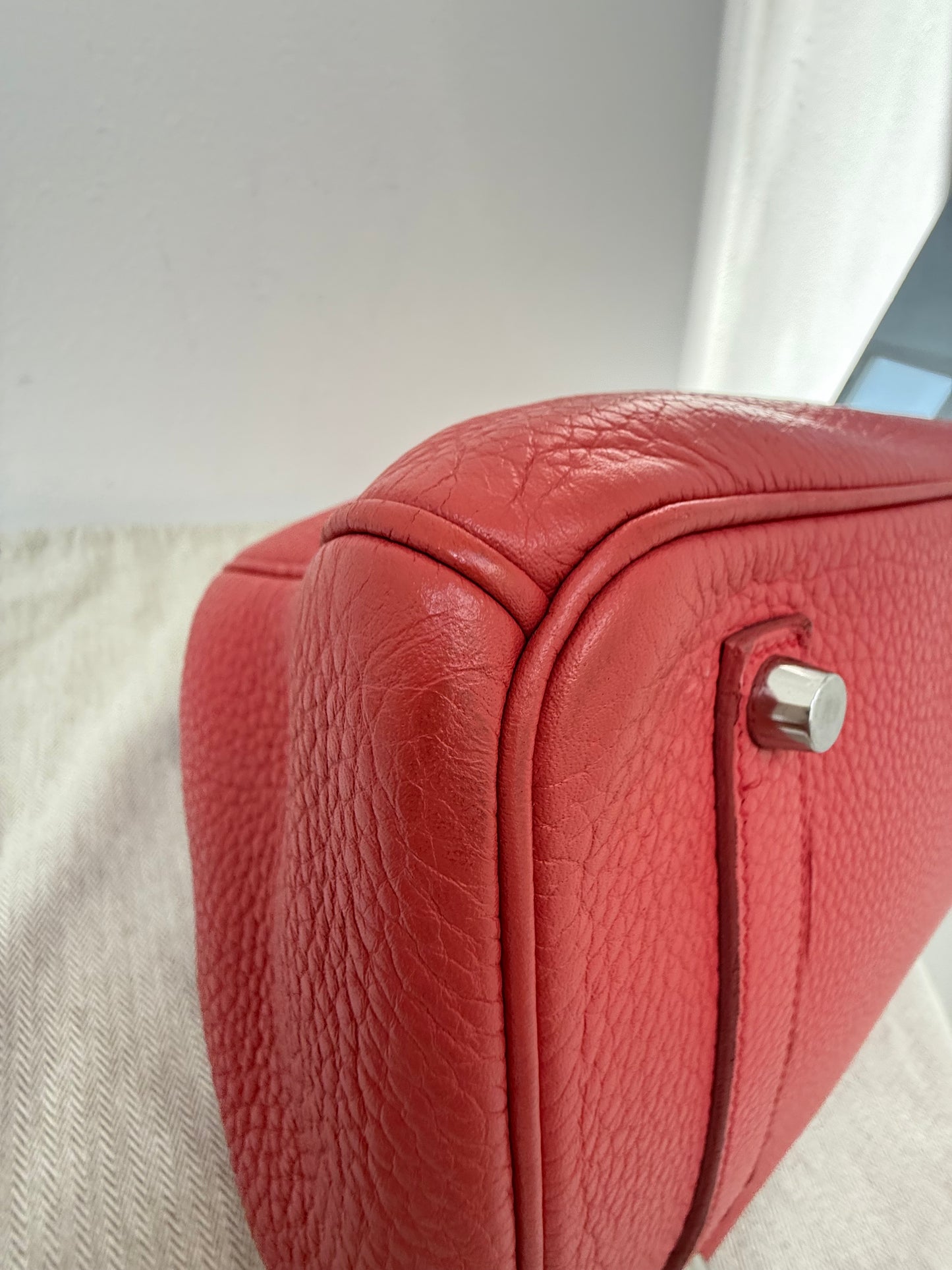 Authentic Hermes Birkin 35 Rouge Red Togo with Palladium Hardware