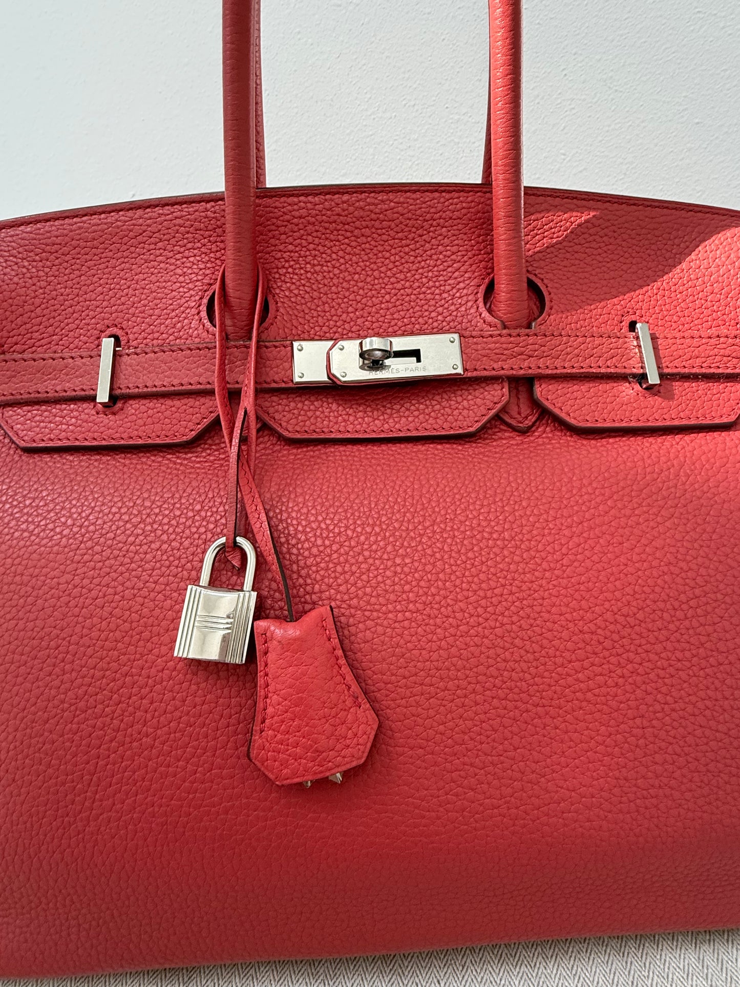 Authentic Hermes Birkin 35 Rouge Red Togo with Palladium Hardware