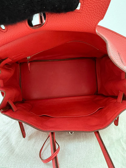 Authentic Hermes Birkin 35 Rouge Red Togo with Palladium Hardware