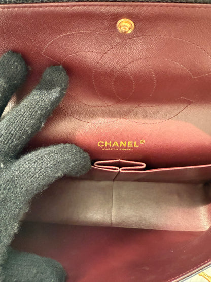 Authentic Chanel Black Quilted Caviar Leather Classic Jumbo Double Flap Bag