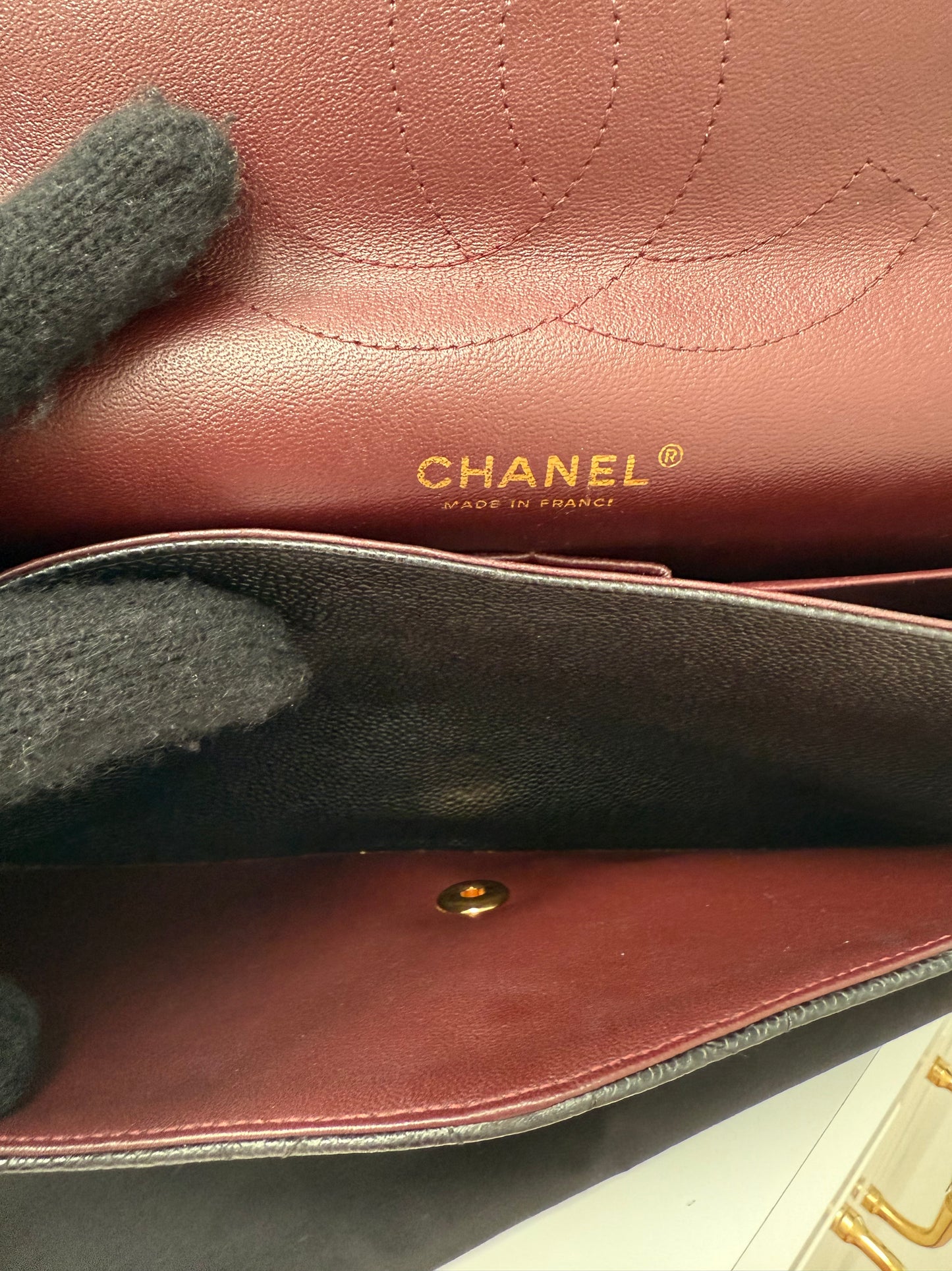 Authentic Chanel Black Quilted Caviar Leather Classic Jumbo Double Flap Bag