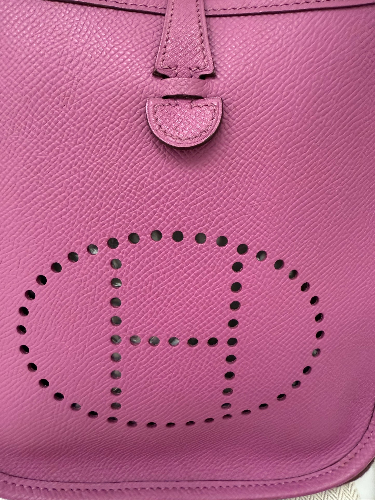 Hermes Purple Evelyn TPM Mini Shoulder Handbag with ALL Epsom Leather STRAP!