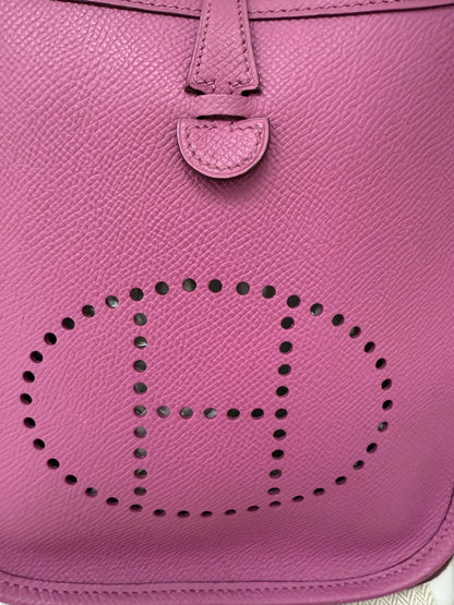 Hermes Purple Evelyn TPM Mini Shoulder Handbag with ALL Epsom Leather STRAP!