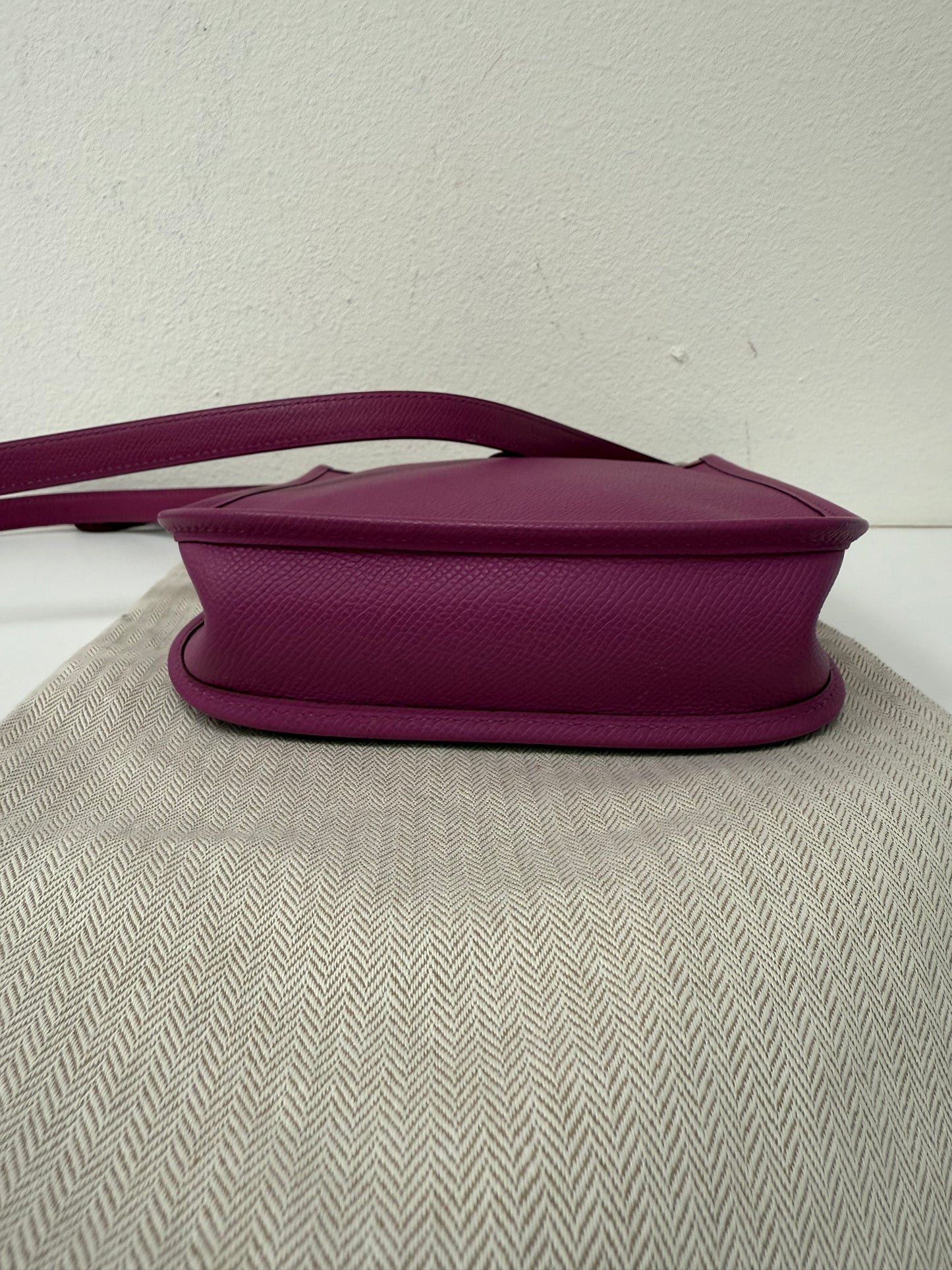 Hermes Purple Evelyn TPM Mini Shoulder Handbag with ALL Epsom Leather STRAP!