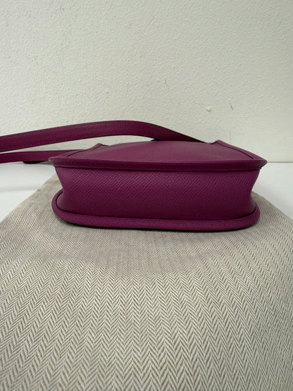 Hermes Purple Evelyn TPM Mini Shoulder Handbag with ALL Epsom Leather STRAP!