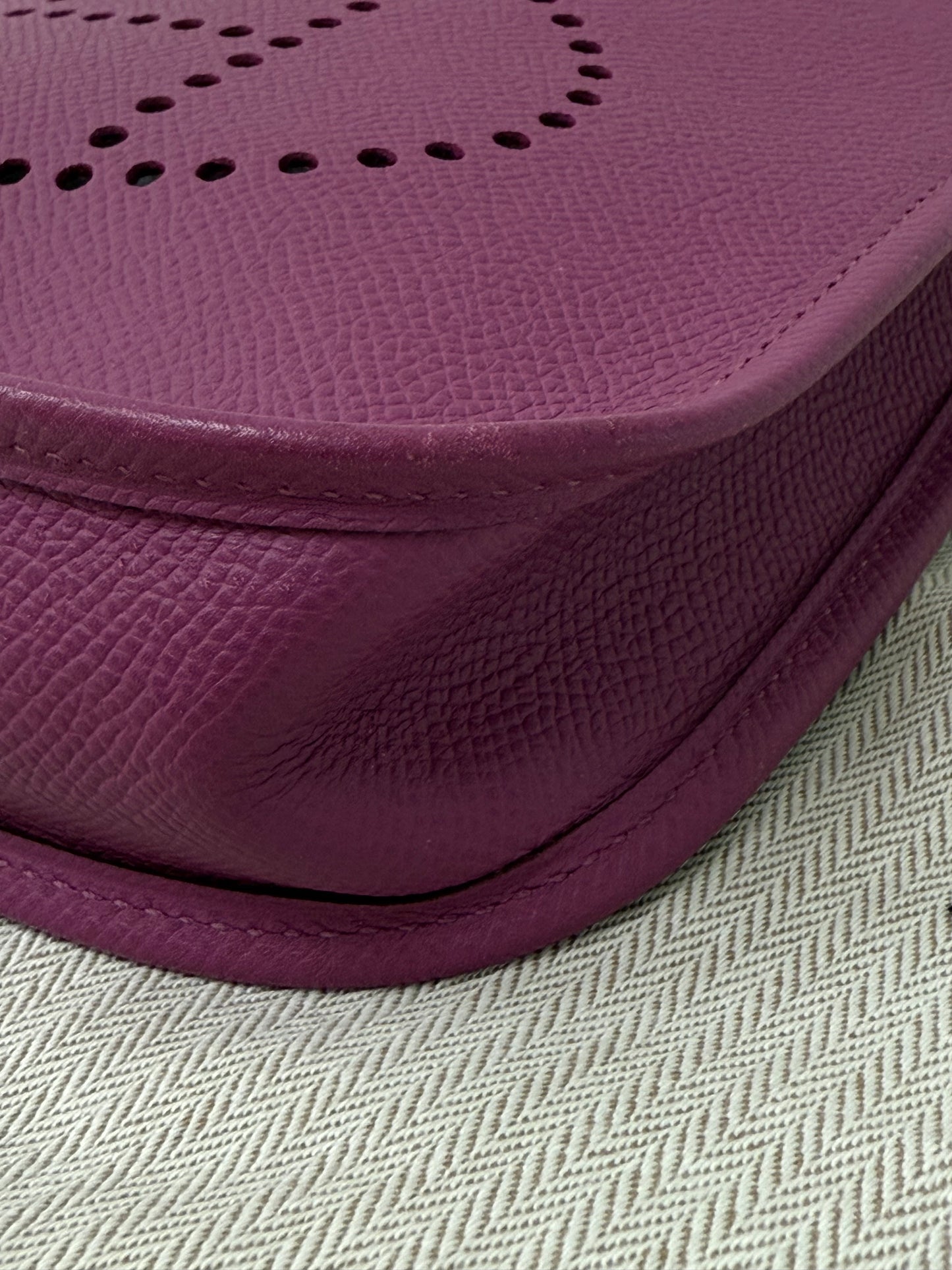 Hermes Purple Evelyn TPM Mini Shoulder Handbag with ALL Epsom Leather STRAP!