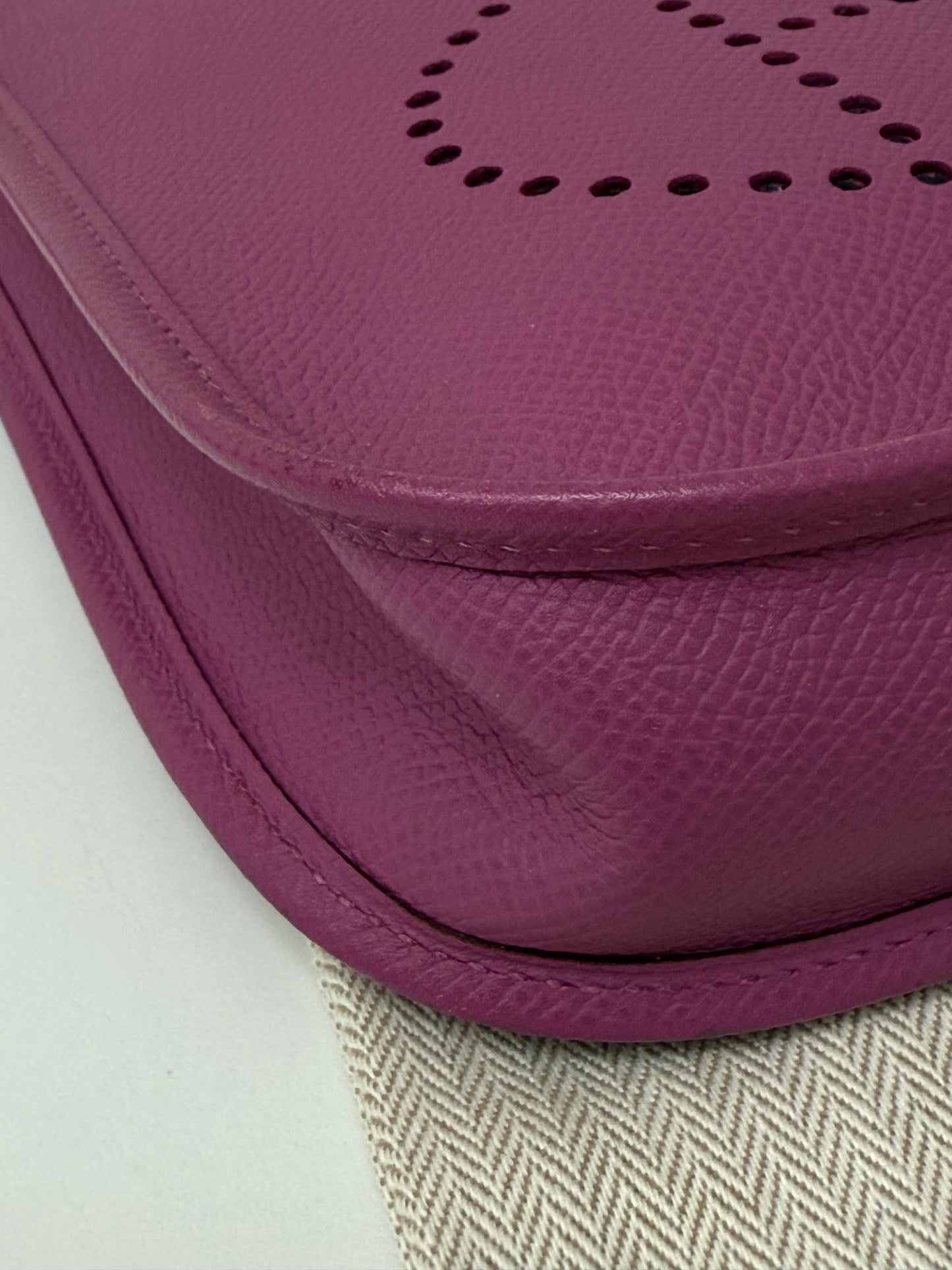 Hermes Purple Evelyn TPM Mini Shoulder Handbag with ALL Epsom Leather STRAP!