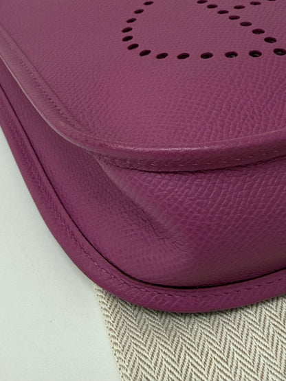 Hermes Purple Evelyn TPM Mini Shoulder Handbag with ALL Epsom Leather STRAP!
