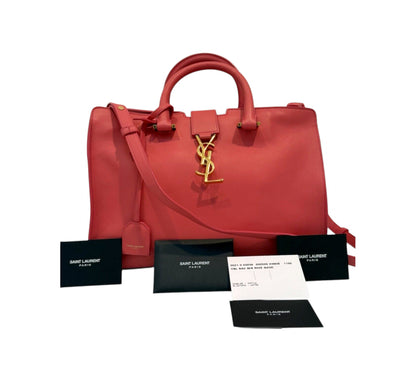 YSL Saint Laurent Pink Leather Cabas Satchel Shoulder Bag